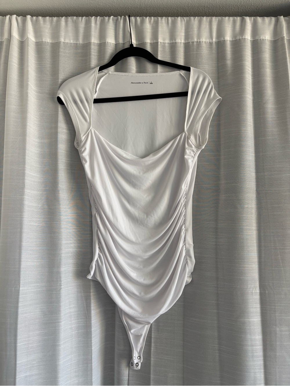 Abercrombie White Draped Cap-Sleeve Bodysuit